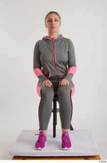  Mia Brown  1 dressed grey hoodie grey leggings pink sneakers sitting sports whole body 0007.jpg